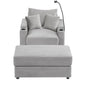 Single Sofa Couch With Storage Space, Movable Ottoman, USB Ports, Cup Holders, Phone Holder