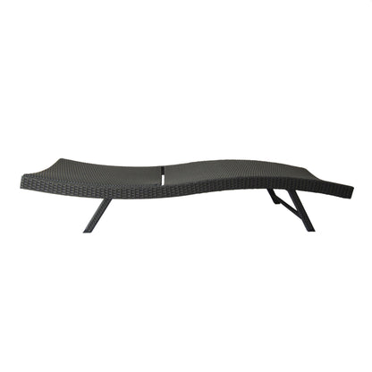 Wicker Chaise With Adjustable Reclining Seats (Set of 2) - Gray