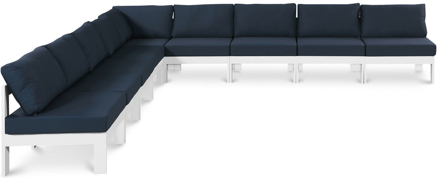Nizuc - Outdoor Patio 9 Piece Modular Sectional With White Frame