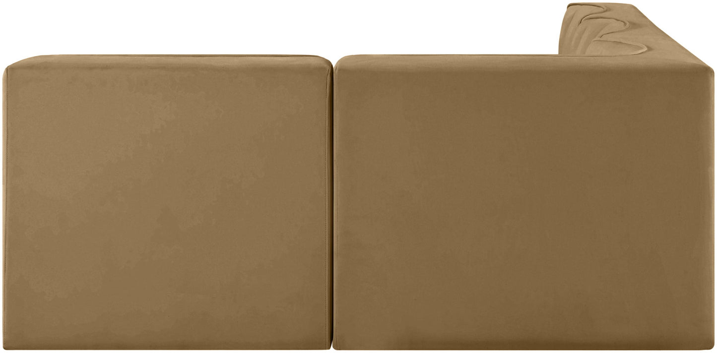 Rummi - Armless Velvet Performance Fabric Upholstered 4 Piece Modular Sectional
