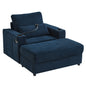 Modern Style Armchair Chaise Lounge Sofa Couch With Movable Storage Ottoman, USB Ports, Cup Holders, Phone Holder, Side Pockets