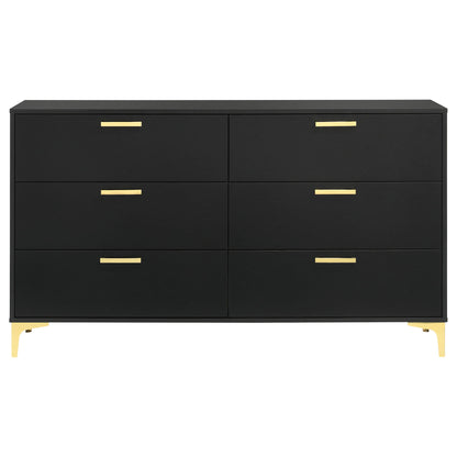Lexie - 6 Drawer Rectangular Dresser - Black