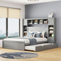 Bed With All In One Cabinet, Shelf And Sockets, Twin Long Trundle