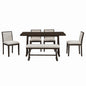 Dining Set With Rectangular Table, 4 Upholstered Chairs & 1 Padded Bench