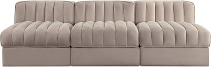 Rummi - Velvet Performance Fabric Upholstered 3 Piece Modular Armless Sofa