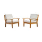 Outdoor Club Chair With Cushion And Acacia Wood Frame - Teak