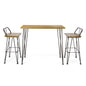 Dione Outdoor Industrial Acacia Wood Bar Set With Metal Frame And Slat Paneling - Brown