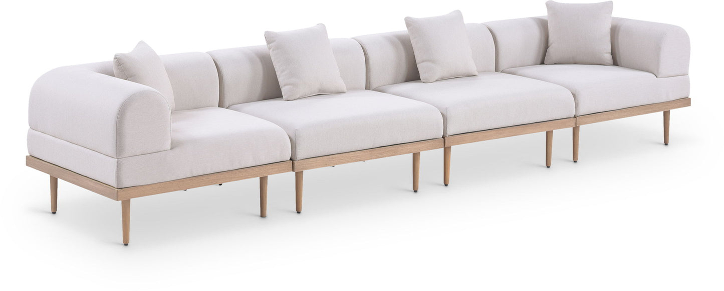 Laguna - 4 Piece Resilient Water Resistant Fabric 142" Upholstered Outdoor Patio Modular Sofa
