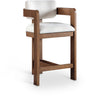 Sacha - Linen Stool With Brown Base
