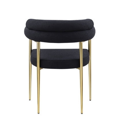 Dining Chairs (Set of 2), Mid-Century Modern Dining Chairs, Kitchen Dining Room Chairs, Round Boucle Backrest Sherpa Dining Chair With Brushed Metal Legs