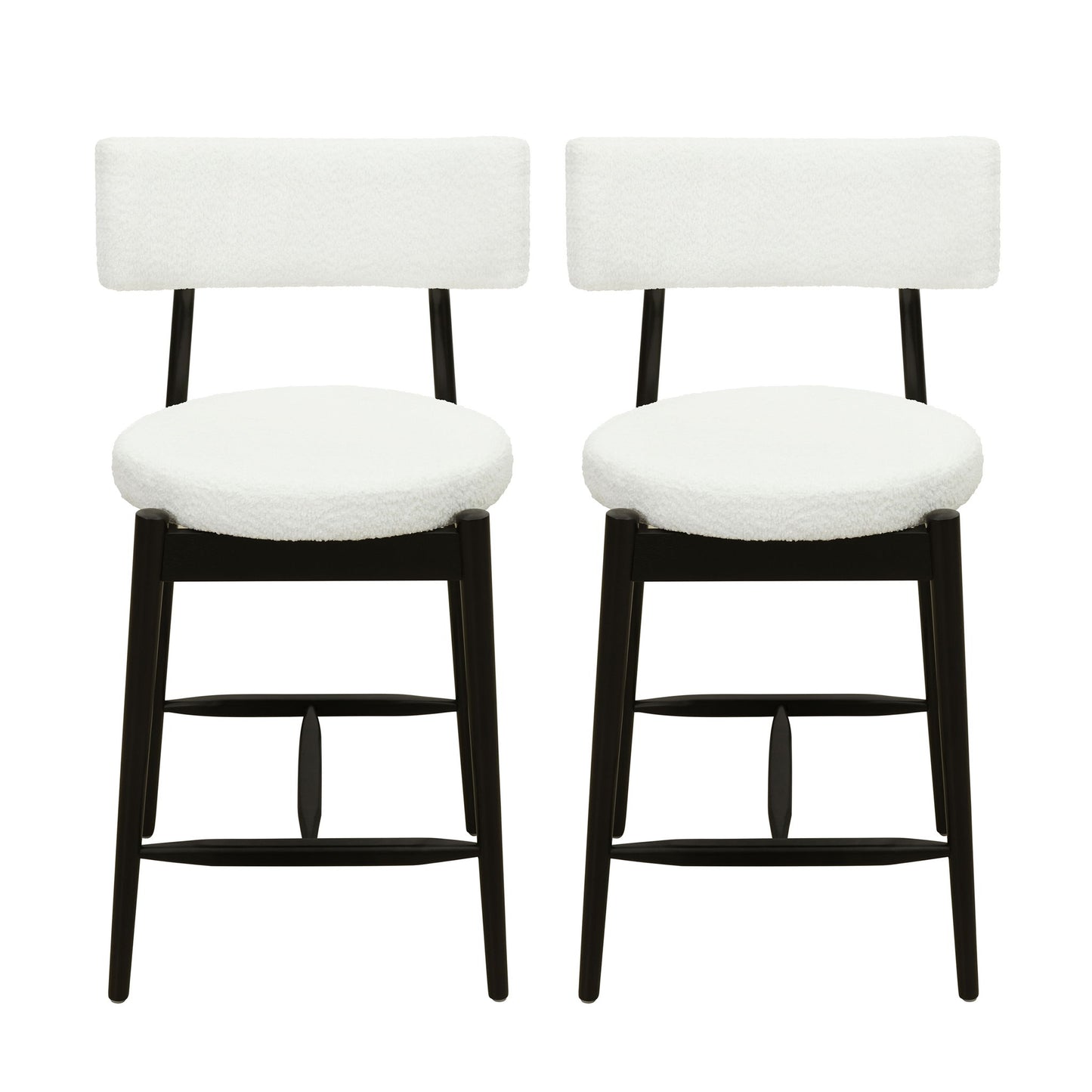 Mid Century Modern Counter Stools, Fabric Upholstered Chairs