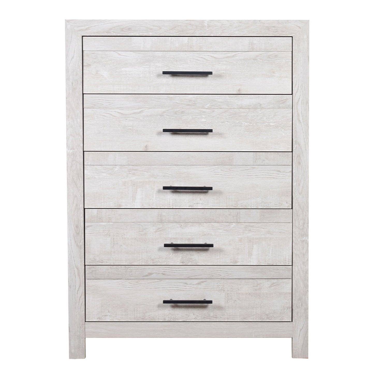 Modern Style 5 Drawer Chest In Natural Rustic Wood With Clean Lines And Spacious Storage