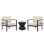 Modern 3 Piece Outdoor Patio Seating Set With Aluminum Frame And Weather Resistant Cushions - Beige / Gray