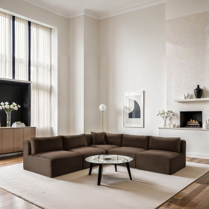 Shaggy - 5 Piece Modular Corner Armless Sectional