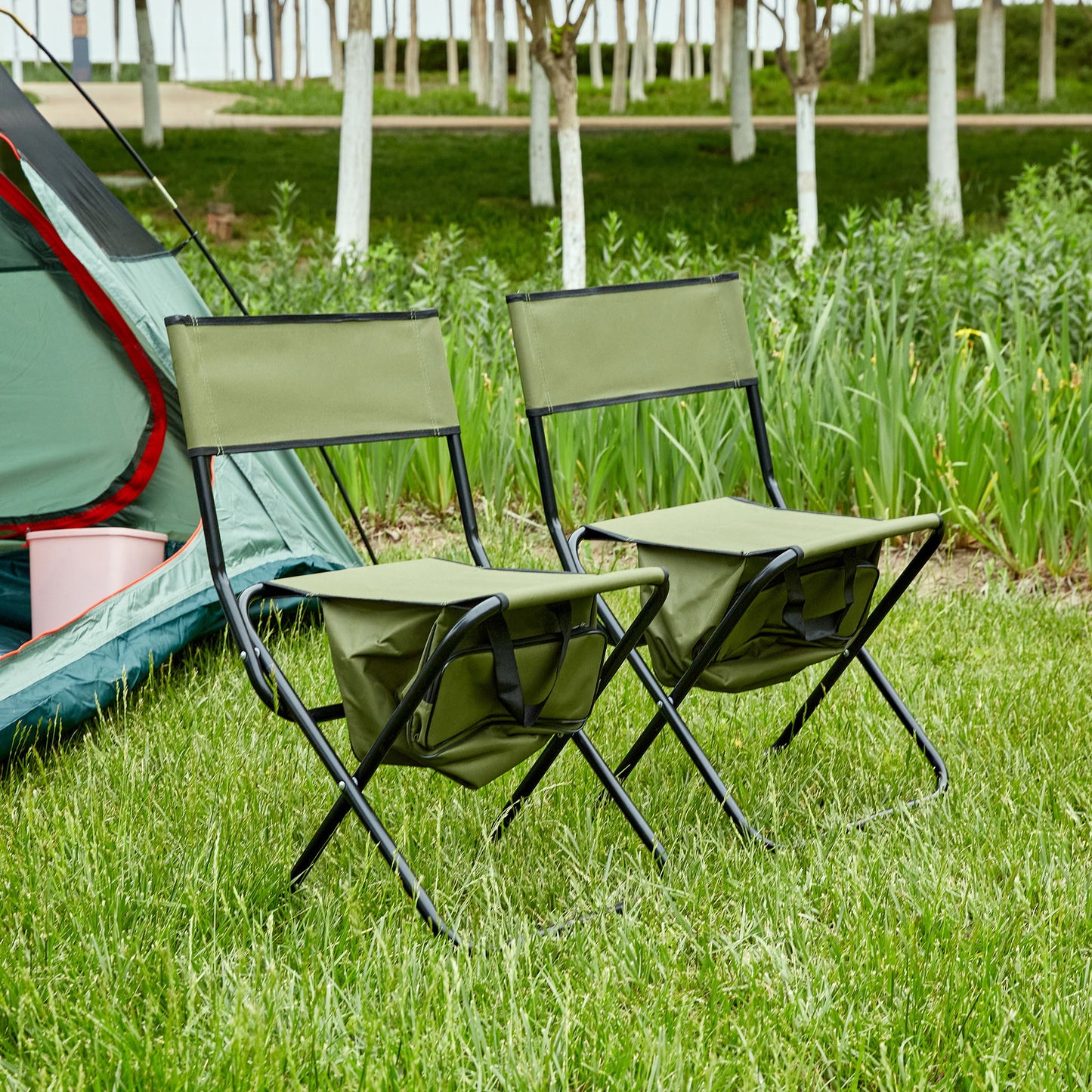 Folding Outdoor Chairs With Storage Bag, Portable Chair For Indoor, Outdoor Camping, Picnics And Fishing