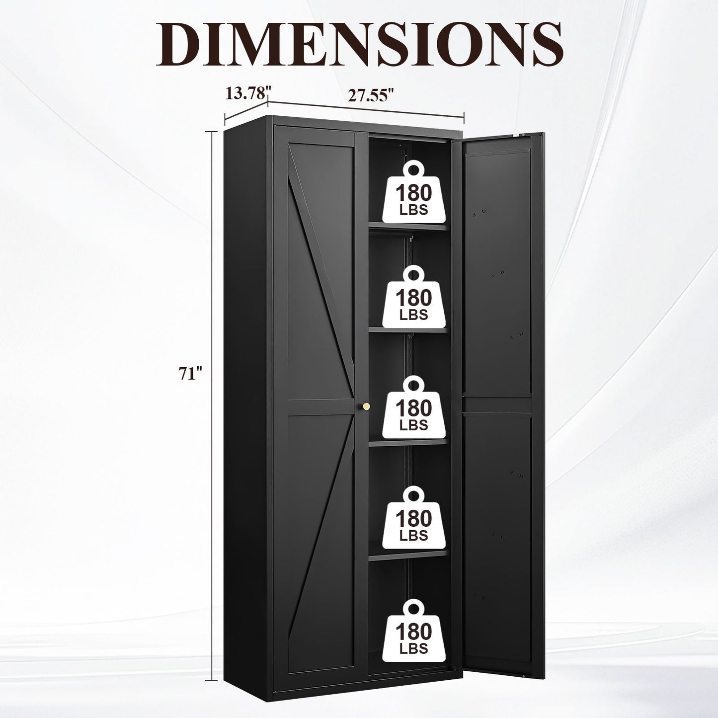 Adjustable 2 Door Storage Cabinet With Adjustable Shelves