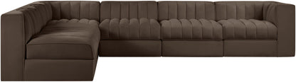 Rummi - Velvet Performance Fabric Upholstered 6 Piece Modular Sectional