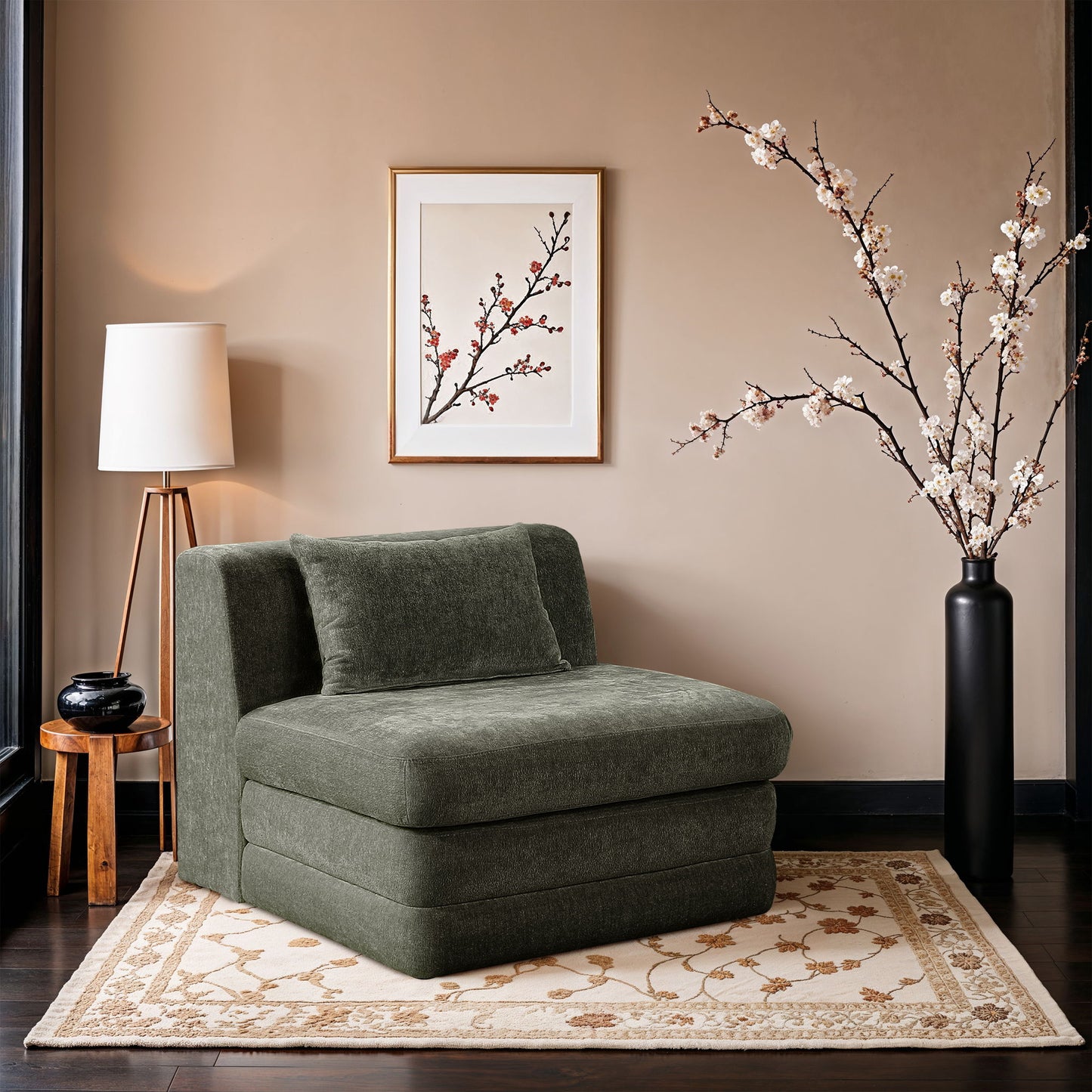 Stellar - Chenille Fabric Upholstered Modular Armless Chair