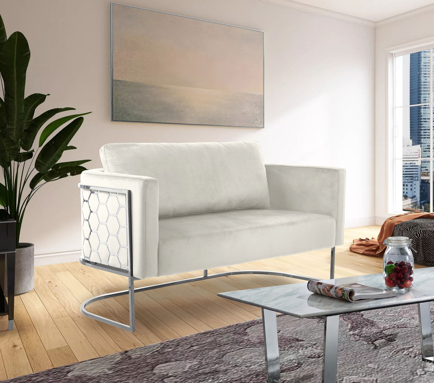 Casa - Loveseat with Chrome Legs