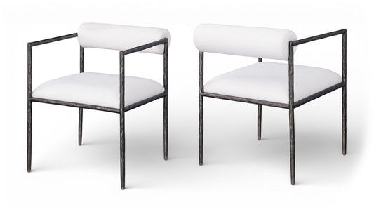 Axis - Linen Textured Cream Fabric Upholstered Dining Chair (Set of 2)