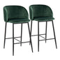 Fran - Pleated Waves Contemporary Fixed Height Counter Stool (Set of 2)