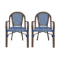 Bistro Chair With 2 Toned Checkered Pattern, (Set of 2) - White / Navy