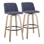 Toriano - Mid-Century Modern Fixed Height BarStool With Round Footrest (Set of 2)