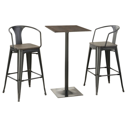 Staccato - 3 Piece Square Bar Table Set - Dark Brown
