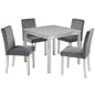 5 Pieces Wooden Dining Table Set, Square Table And 4 Upholstered Chairs