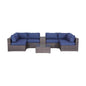 Elegant 4 Person Wicker Patio Seating Set With Cushions And Glass Top Table