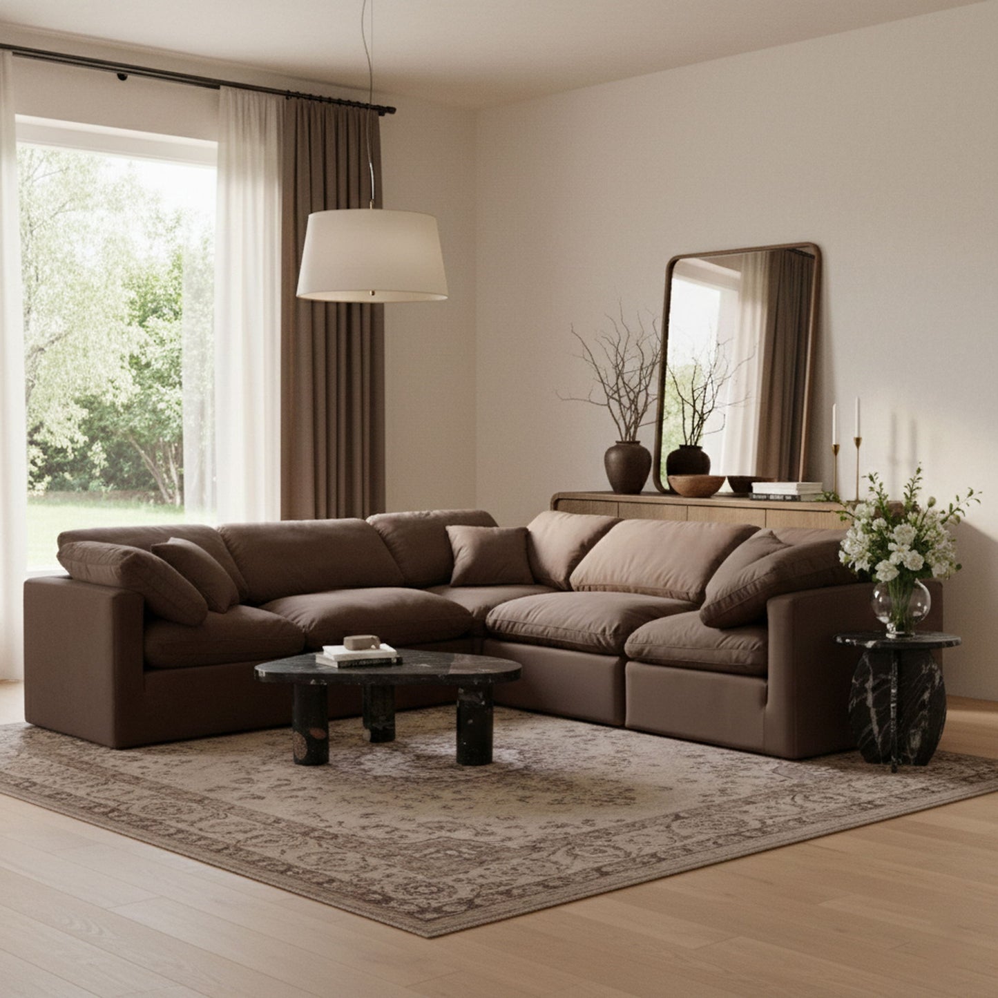 Indulge - Velvet 5 Piece Modular Corner Sectional