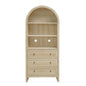 Arched Kitchen Pantry, Modern Farmhouse Wood Kitchen Storage Cabinets, Arched Storage Display Cabinet With Adjustable Shelves, Versatile Cupboard For Kitchen, Dining Room, Living Room - Natural