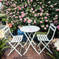 3 Piece Patio Bistro Set Of Foldable Round Table And Chairs