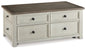 Bolanburg - Lift Top Cocktail Table - White / Brown / Beige