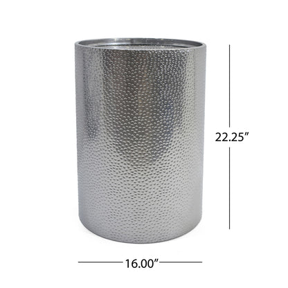Modern Round Accent Table With Hammered Surface