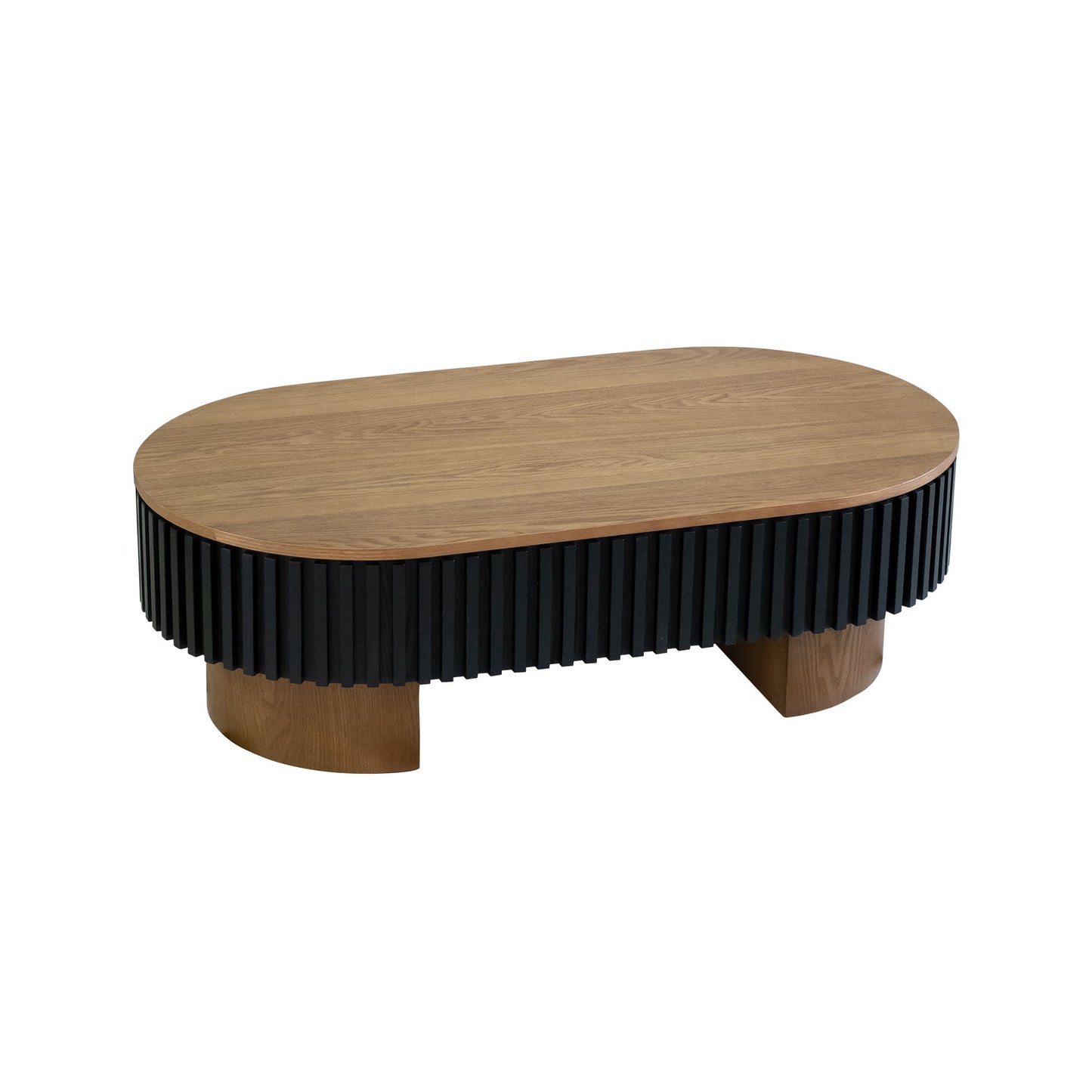 Elliptical Living Room Coffee Table With Hidden Storage And Removable Tabletop
