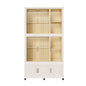 Portable Wardrobe Closet Storage Organizer For Clothes, 9 Magnetic Doors With 9 Cubes & 2 Hanging Rods, 6 Hangers - Cream White