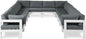 Nizuc - Outdoor Patio 12 Piece Modular Sectional With White Frame