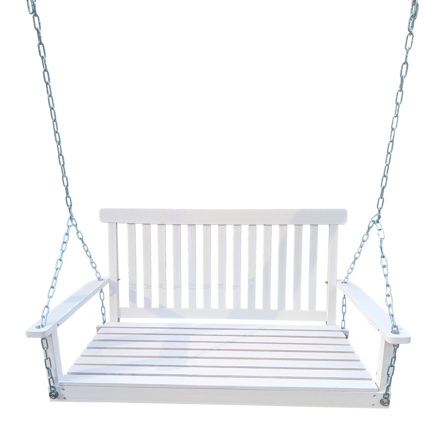 Front Porch Swing With Armrests For Outdoor Patio, Garden Yard, Backyard Or Sunroom