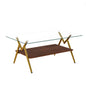 Rectangle Coffee Table With Tempered Glass Top And Shelf
