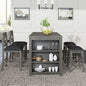 5 Pieces Counter Height Rustic Farmhouse Dining Room Wooden Bar Table Set With 2 Stools And 2 Chairs