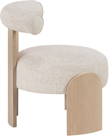 Calder - Linen Textured Fabric Upholstered Accent Chair - Painted Natural Base