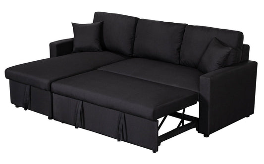 Paisley - Fabric Reversible Sleeper Sectional Sofa With Storage Chaise
