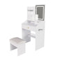 3 Color LED Vanity Mirror With Stool, Dressing Table For Bedroom, 2 Drawers & 5 Storage Cabinets (4 Open + 1 Hidden), Adjustable Lighting - White