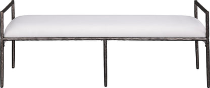 Axis - Linen Textured Cream Fabric Upholstered Bench