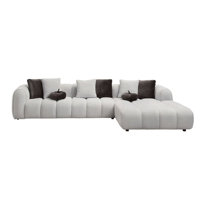 Manilla - Sectional Sofa With 8 Pillows - Ivory White