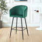 Counter Height Bar Stool, Metal Legs, Velvet Upholstered For Pub, Restaurant, Kitchen Island (Set of 2) - Black / Green