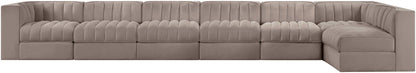 Rummi - Velvet Performance Fabric Upholstered 7 Piece Modular Sectional, L-Shaped (Right)