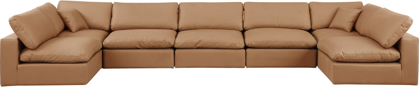 Comfy - 7 Piece Faux Leather Modular Armless Sectional