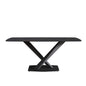 70.87" Modern Artificial Stone Black Curved Black Metal Leg Dining Table, Can Accommodate 6-8 People - Black